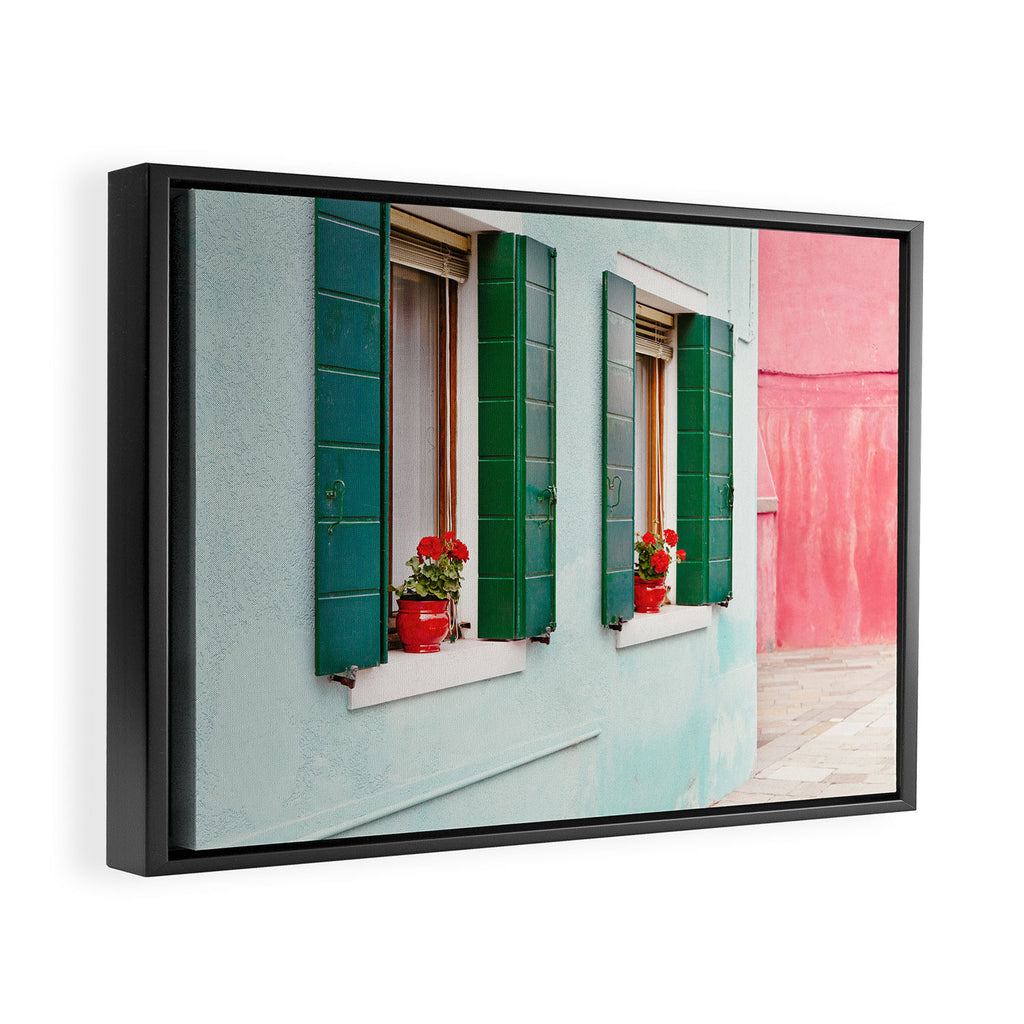 Burano Pastels - Venice Italy Framed Canvas Print Gallery Image 2