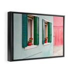 Burano Pastels - Venice Italy Framed Canvas Print Gallery Image 2