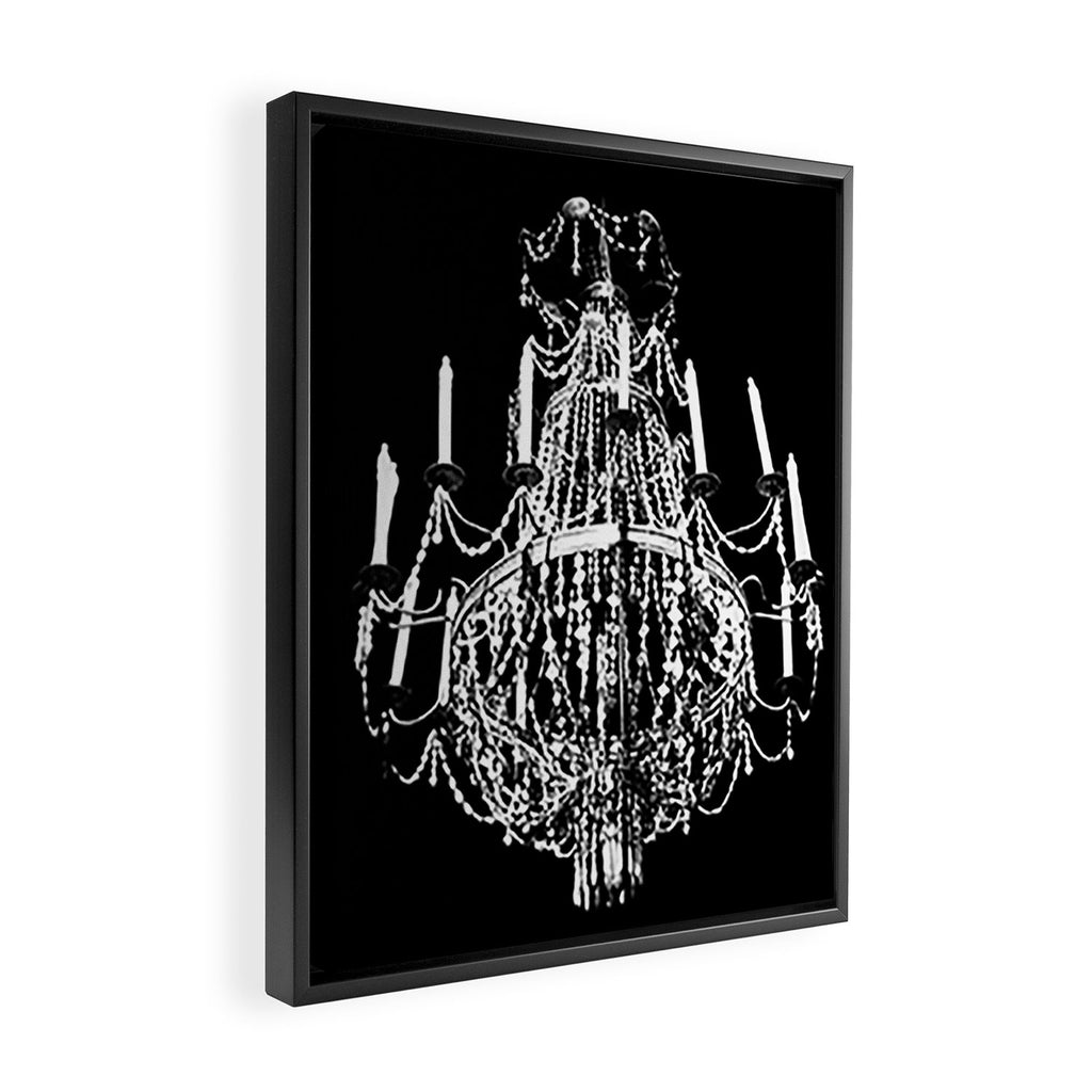 Chandelier, Black and White Framed Canvas Print Gallery Image 2