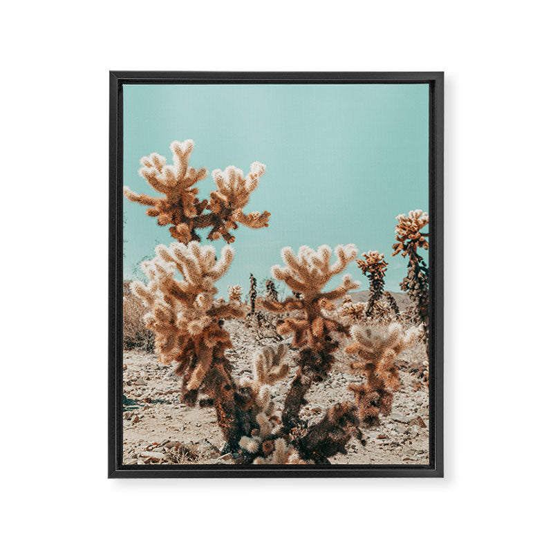 Cholla Cactus - Joshua Tree Desert Landscape, Nature Photography Framed Canvas Print Gallery Image 6