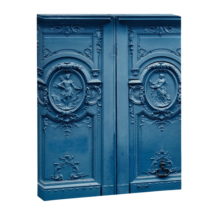 Classic Blue Door in Paris, Architecture Photography Canvas Print Gallery Image 1