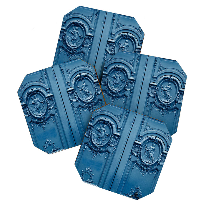 Classic Blue Door in Paris, Architecture Photography Coaster Gallery Image 1