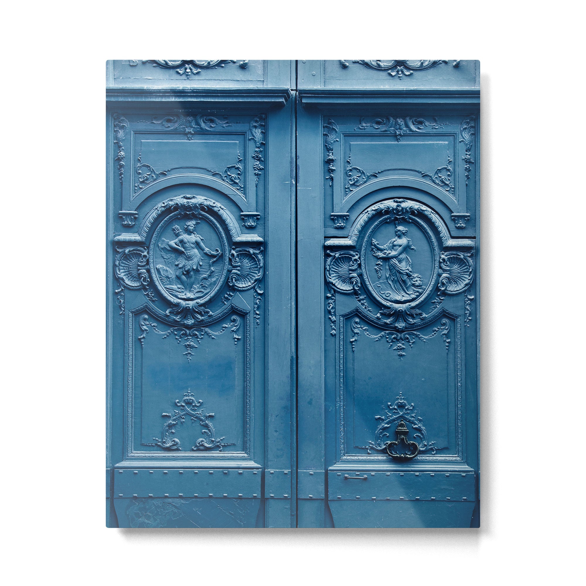 Classic Blue Door in Paris, Architecture Photography Metal Print Gallery Image 4