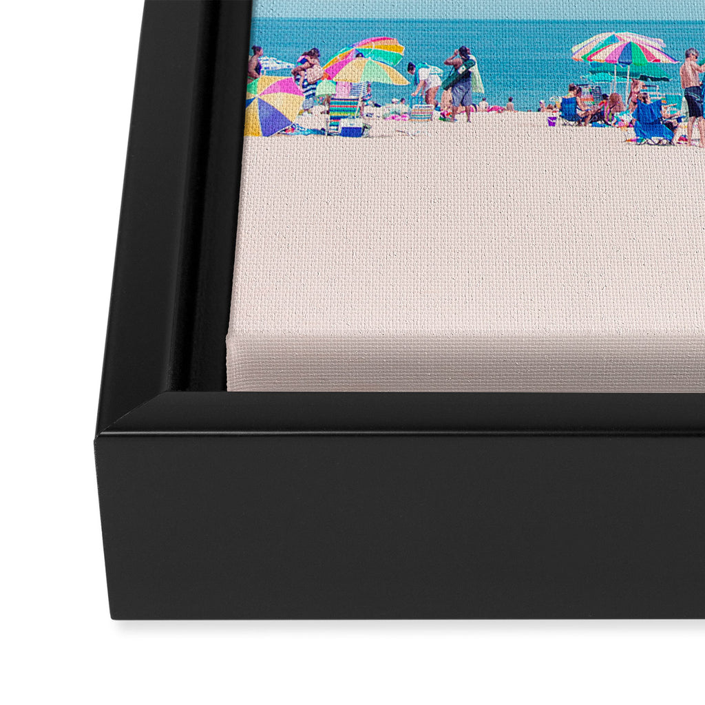 Colorful Umbrellas on the Beach Framed Canvas Print Gallery Image 3