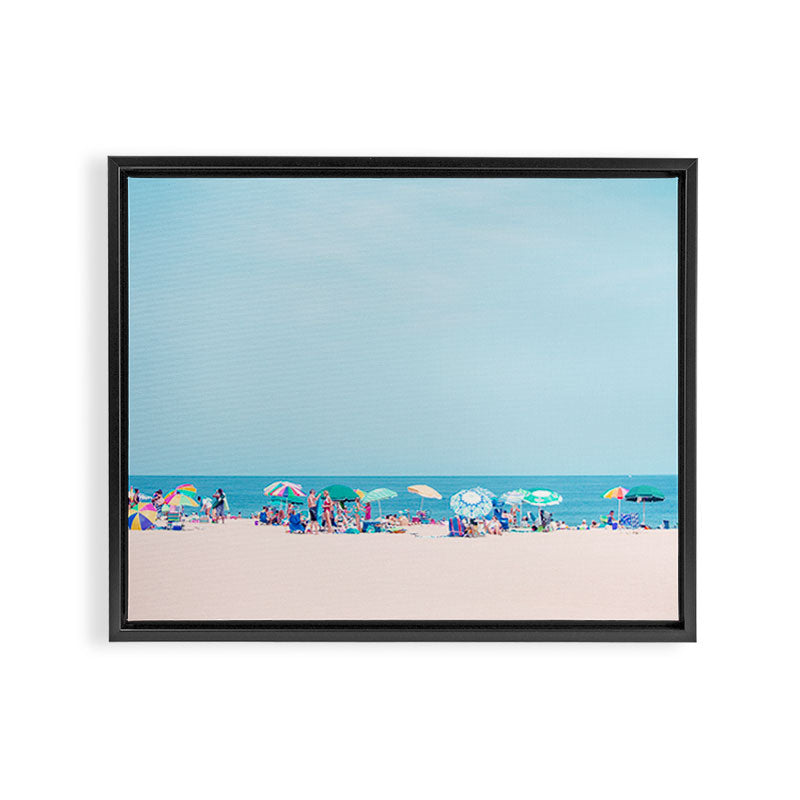 Colorful Umbrellas on the Beach Framed Canvas Print Gallery Image 6