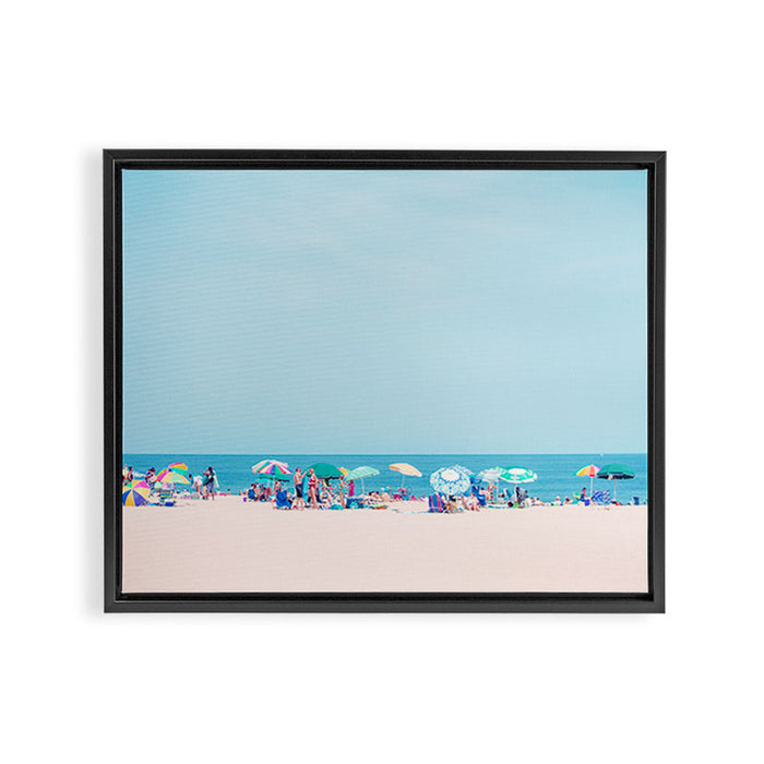 Colorful Umbrellas on the Beach Framed Canvas Print Gallery Image 1
