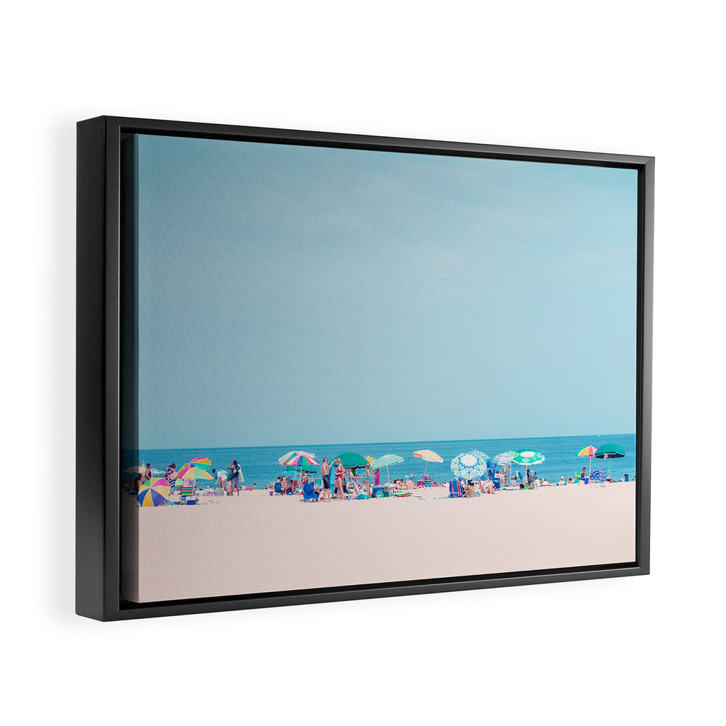 Colorful Umbrellas on the Beach Framed Canvas Print Gallery Image 2