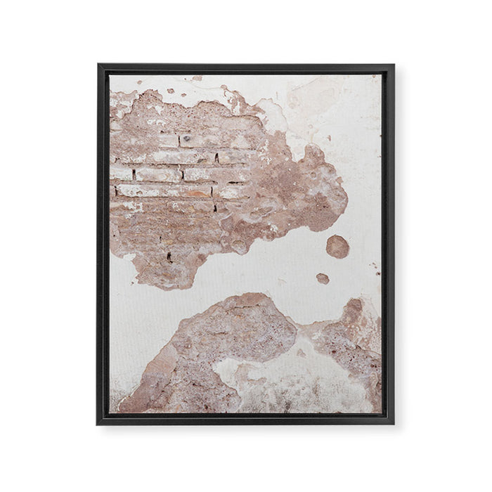 Exposed Brick Under Concrete Wall Framed Canvas Print Gallery Image 1