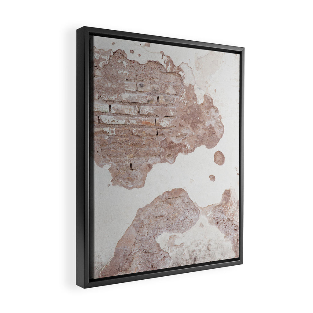 Exposed Brick Under Concrete Wall Framed Canvas Print Gallery Image 2