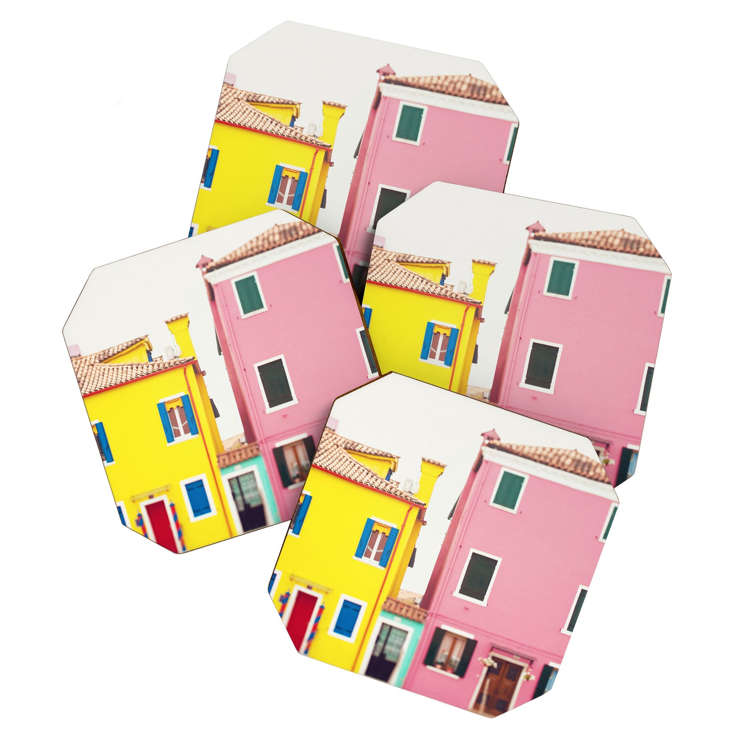 Get Happy - Burano Italy Travel Photography Coaster Gallery Image 1