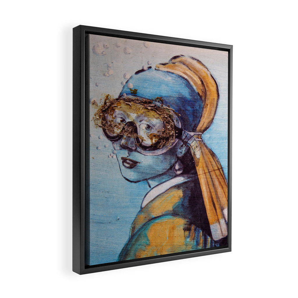 Girl With Scuba Mask Framed Canvas Print Gallery Image 2