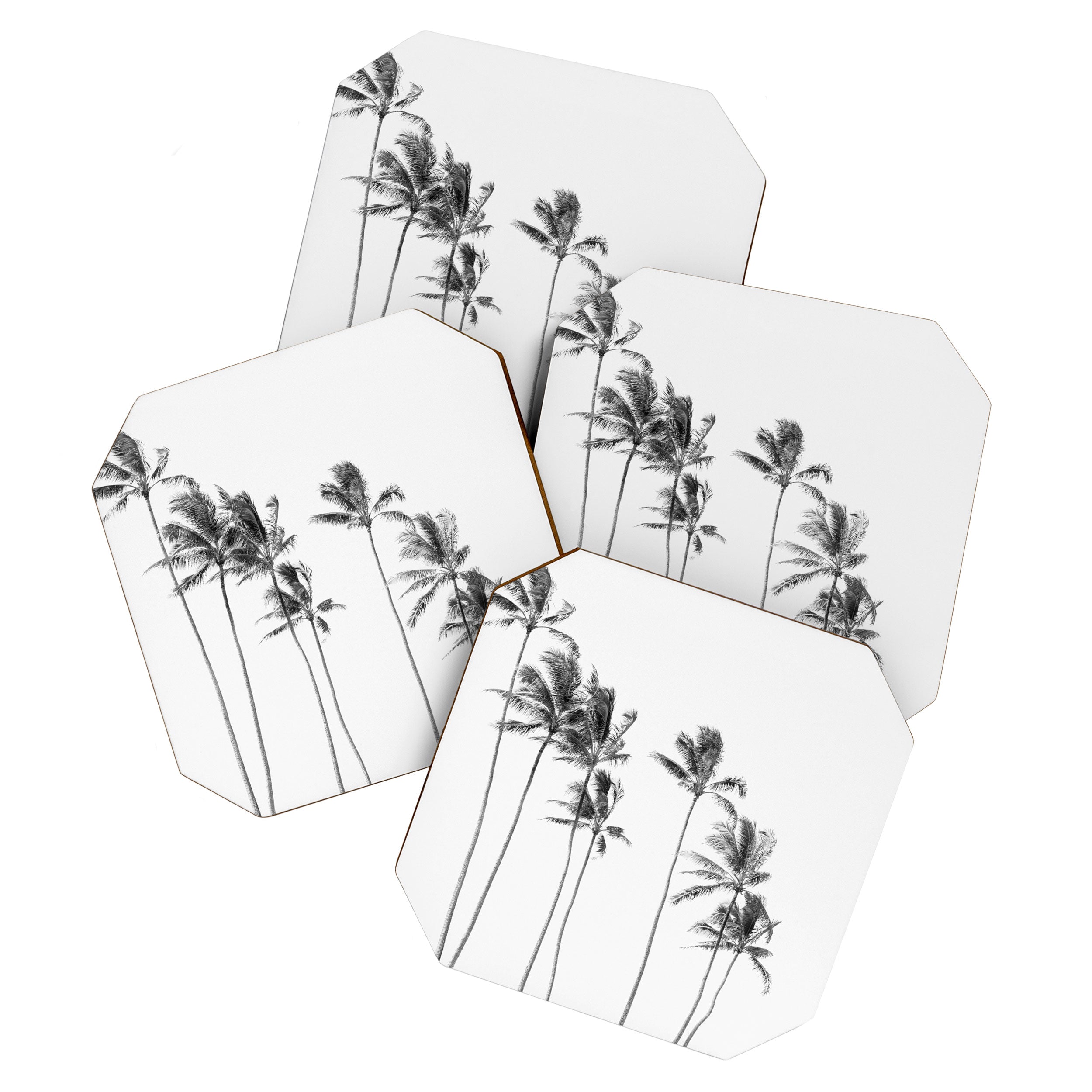 Hawaii Palm Trees - Black and White Photography Coaster Gallery Image 1