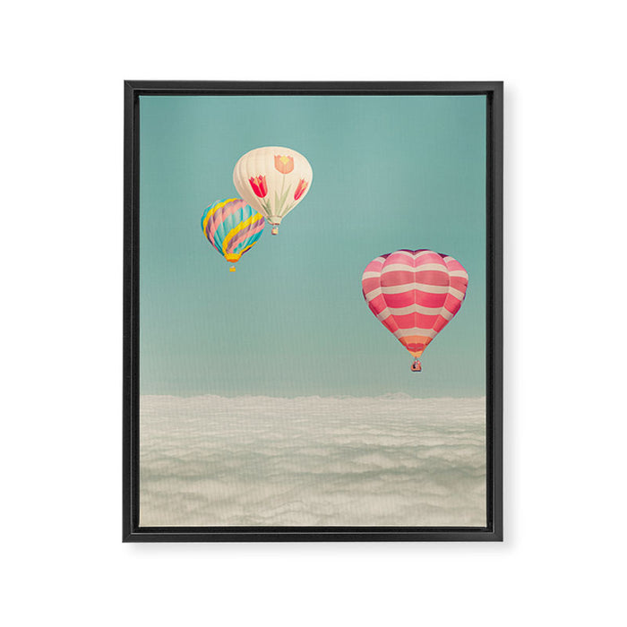 Hot Air Balloons Over Clouds Framed Canvas Print Gallery Image 1