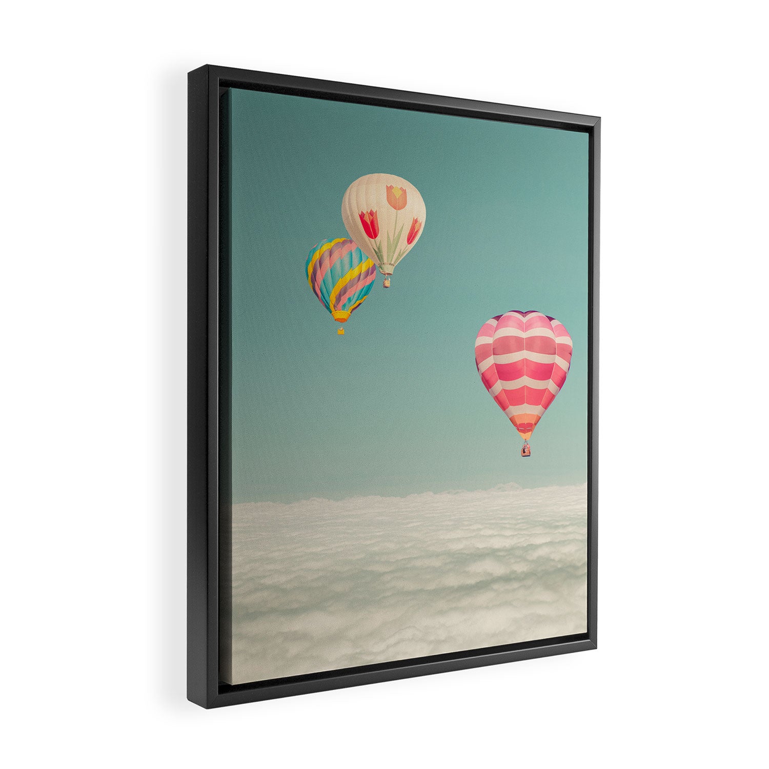 Hot Air Balloons Over Clouds Framed Canvas Print Gallery Image 2