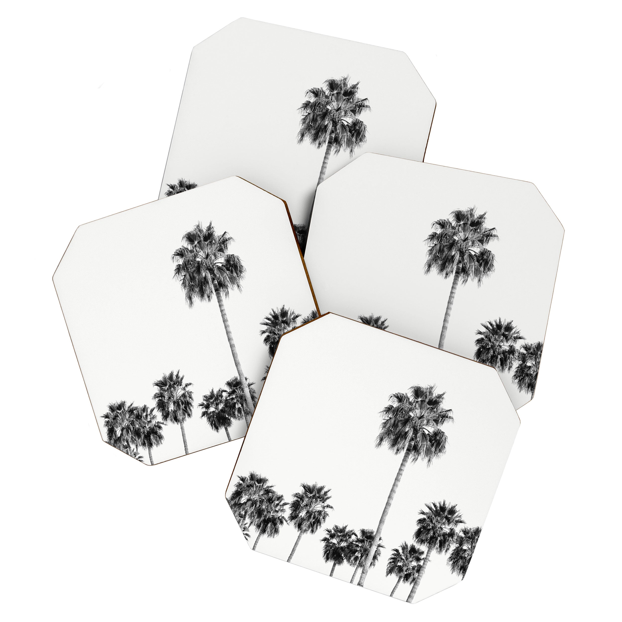 Los Angeles Palm Trees - Black and White Photography Coaster Gallery Image 1