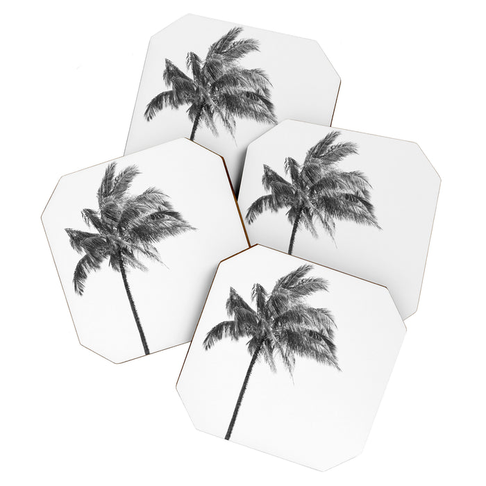 Maui Palm Tree - Black and White Photography Coaster Gallery Image 1