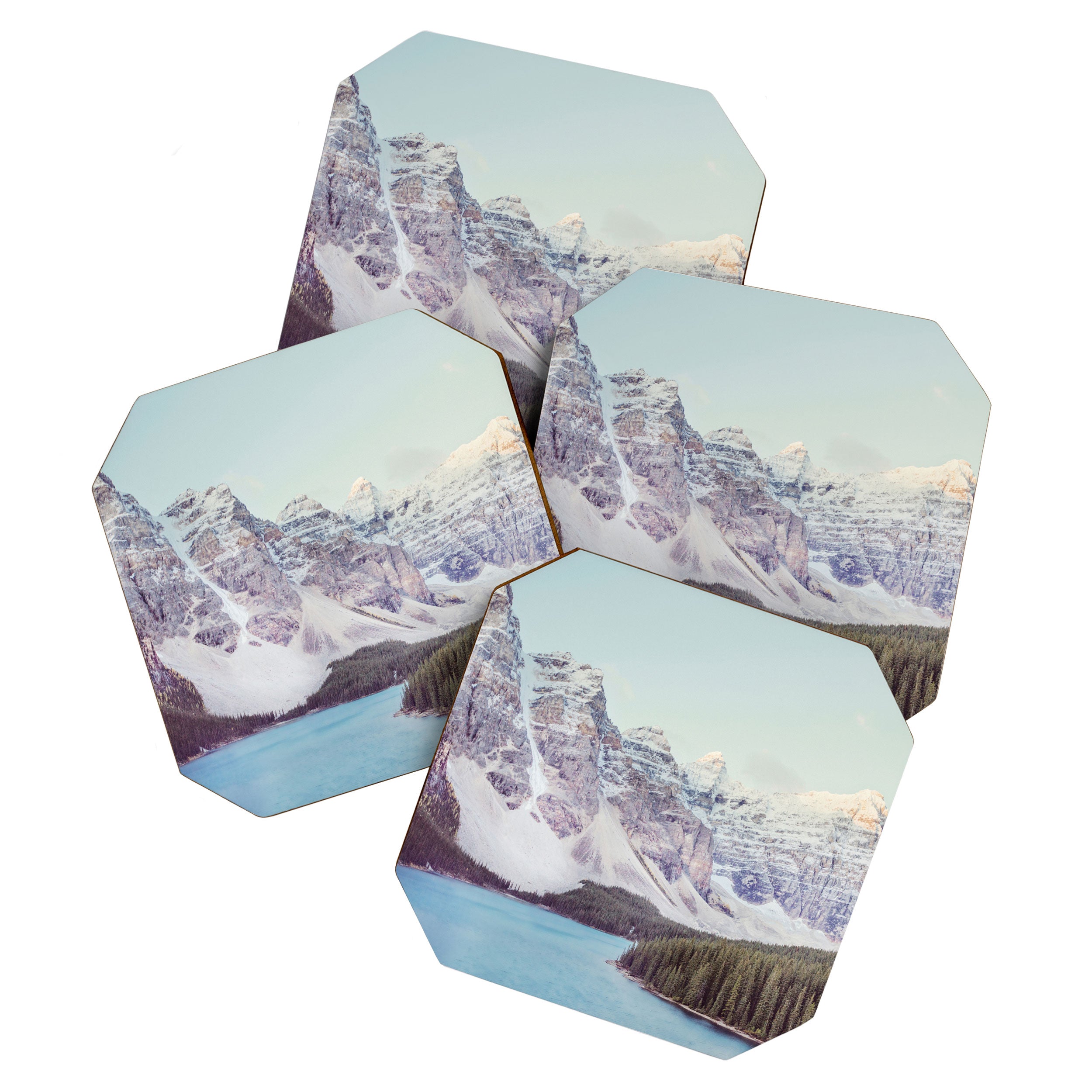 Moraine Lake Sunrise, Mountain Landscape, Nature Photography Coaster Gallery Image 1