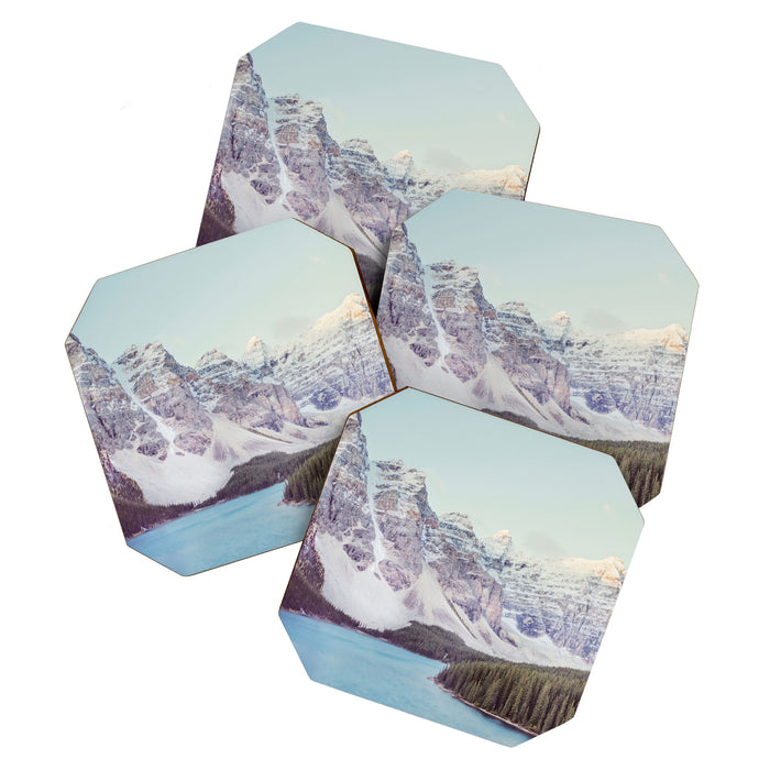 Moraine Lake Sunrise, Mountain Landscape, Nature Photography Coaster Gallery Image 1