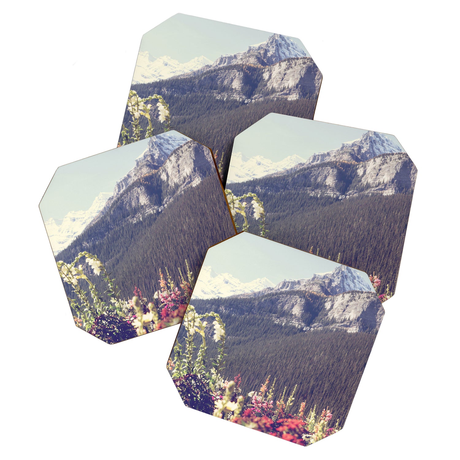 Mountain Wildflowers - Banff Nature, Landscape Photography Coaster Gallery Image 1