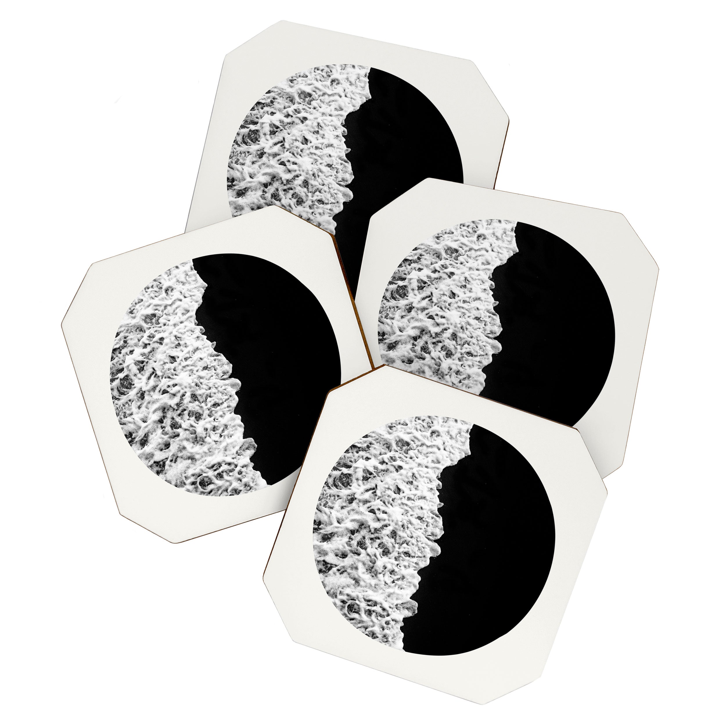 Ocean Yin Yang - Landscape Art Print, Black and White Photography  Coaster Gallery Image 1