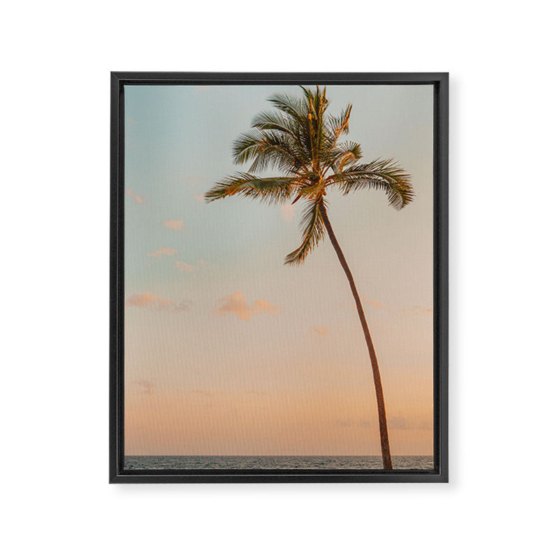 Palm Tree Sunset - Hawaii Tropical Nature Photography Framed Canvas Print Gallery Image 6