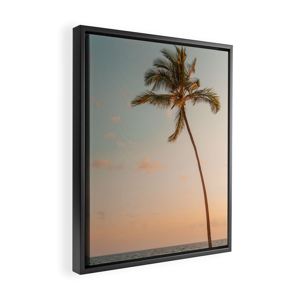 Palm Tree Sunset - Hawaii Tropical Nature Photography Framed Canvas Print Gallery Image 2