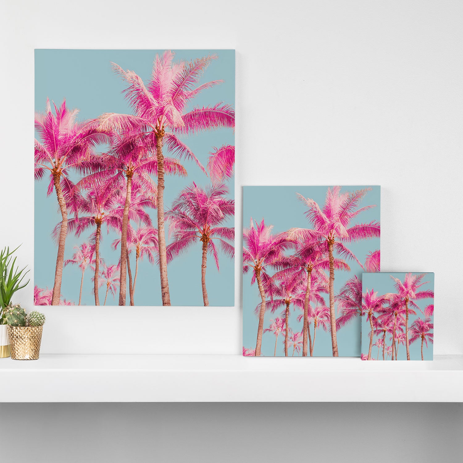 Pink Palm Trees - Surreal Nature Photography Print Canvas Print Gallery Image 3