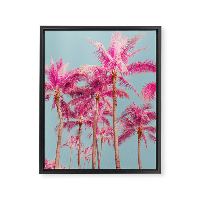 Pink Palm Trees - Surreal Nature Photography Print Framed Canvas Print Gallery Image 1