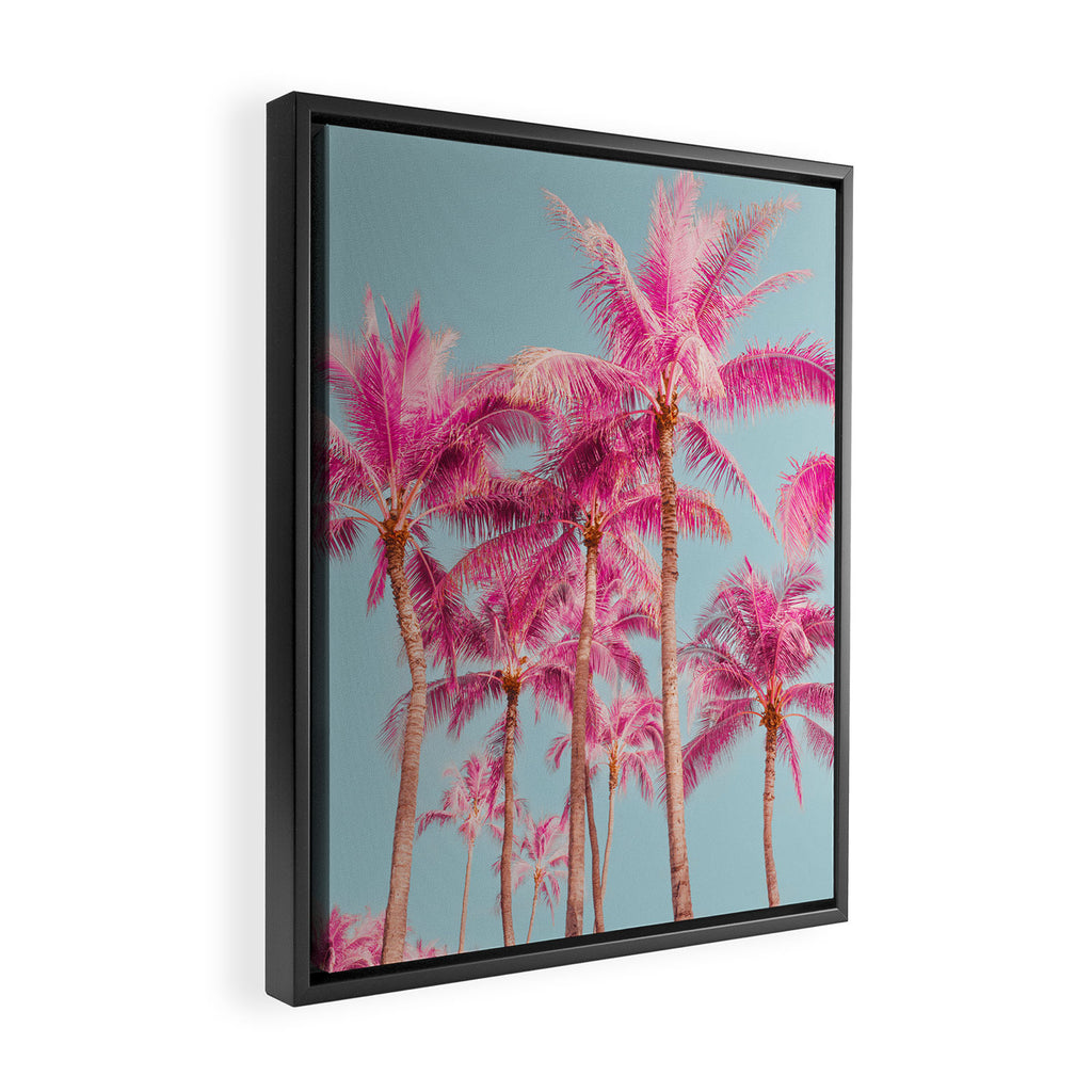 Pink Palm Trees - Surreal Nature Photography Print Framed Canvas Print Gallery Image 2