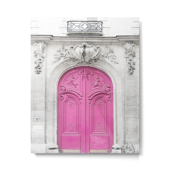 Pink Paris Door - Travel Photography, Building in Paris Metal Print Gallery Image 1