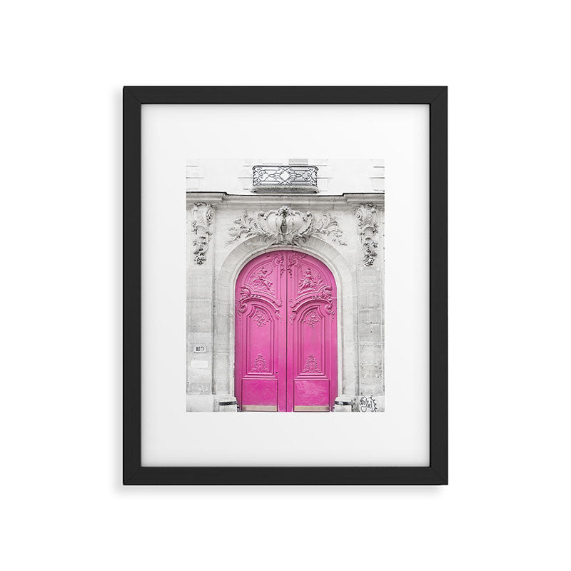 Pink Paris Door - Travel Photography, Building in Paris Framed Art Print Gallery Image 5