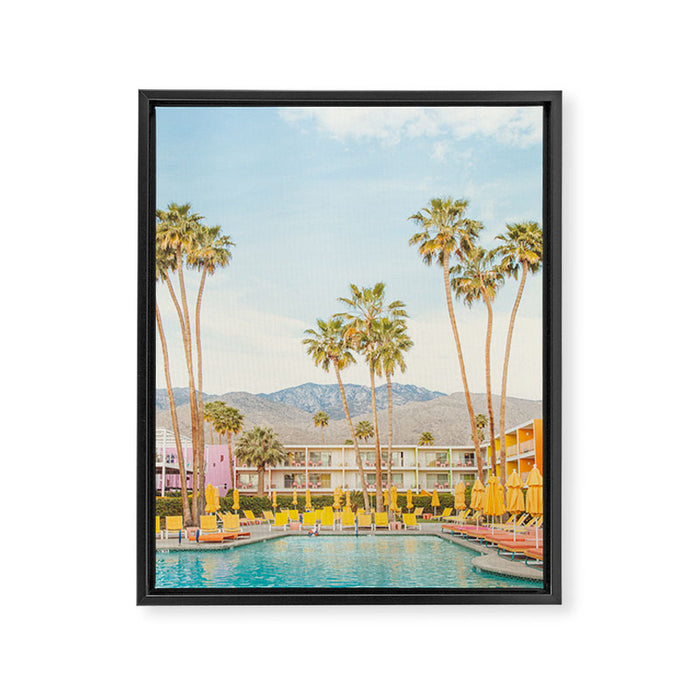 Palm Springs Motel Pool Framed Canvas Print Gallery Image 1