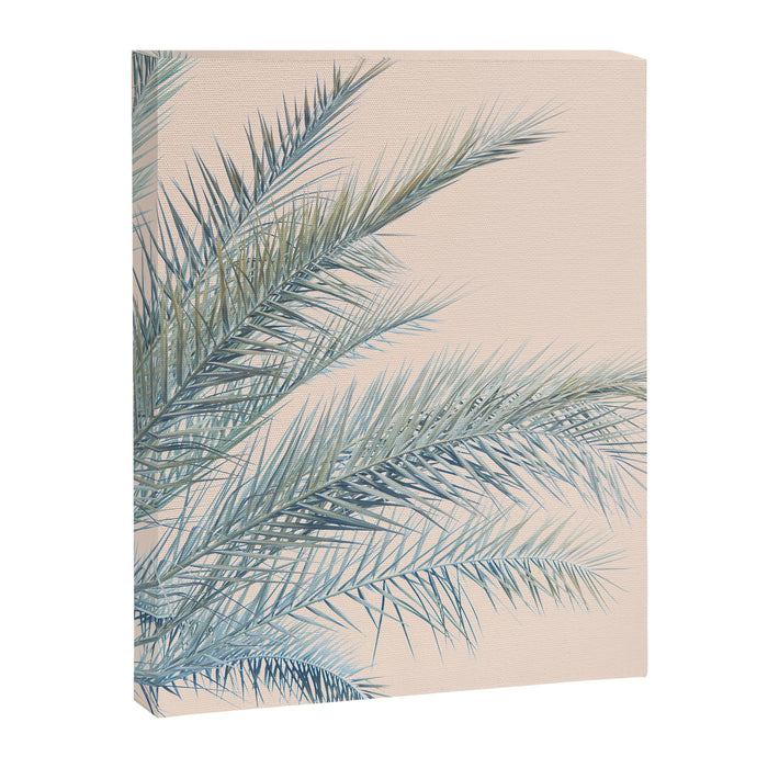 Tropical Palms on Blush Pink, Boho Nature Photography Canvas Print Gallery Image 1