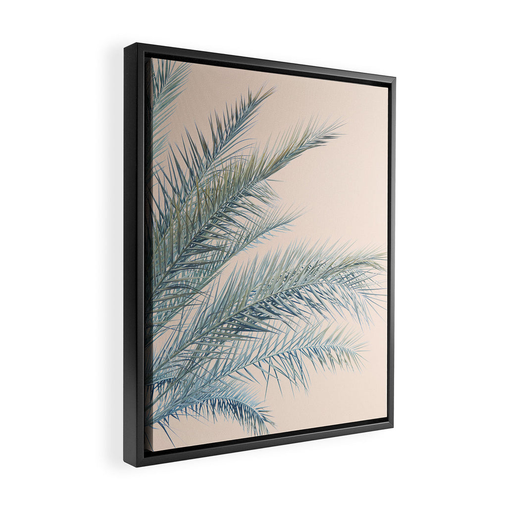 Tropical Palms on Blush Pink, Boho Nature Photography Framed Canvas Print Gallery Image 2