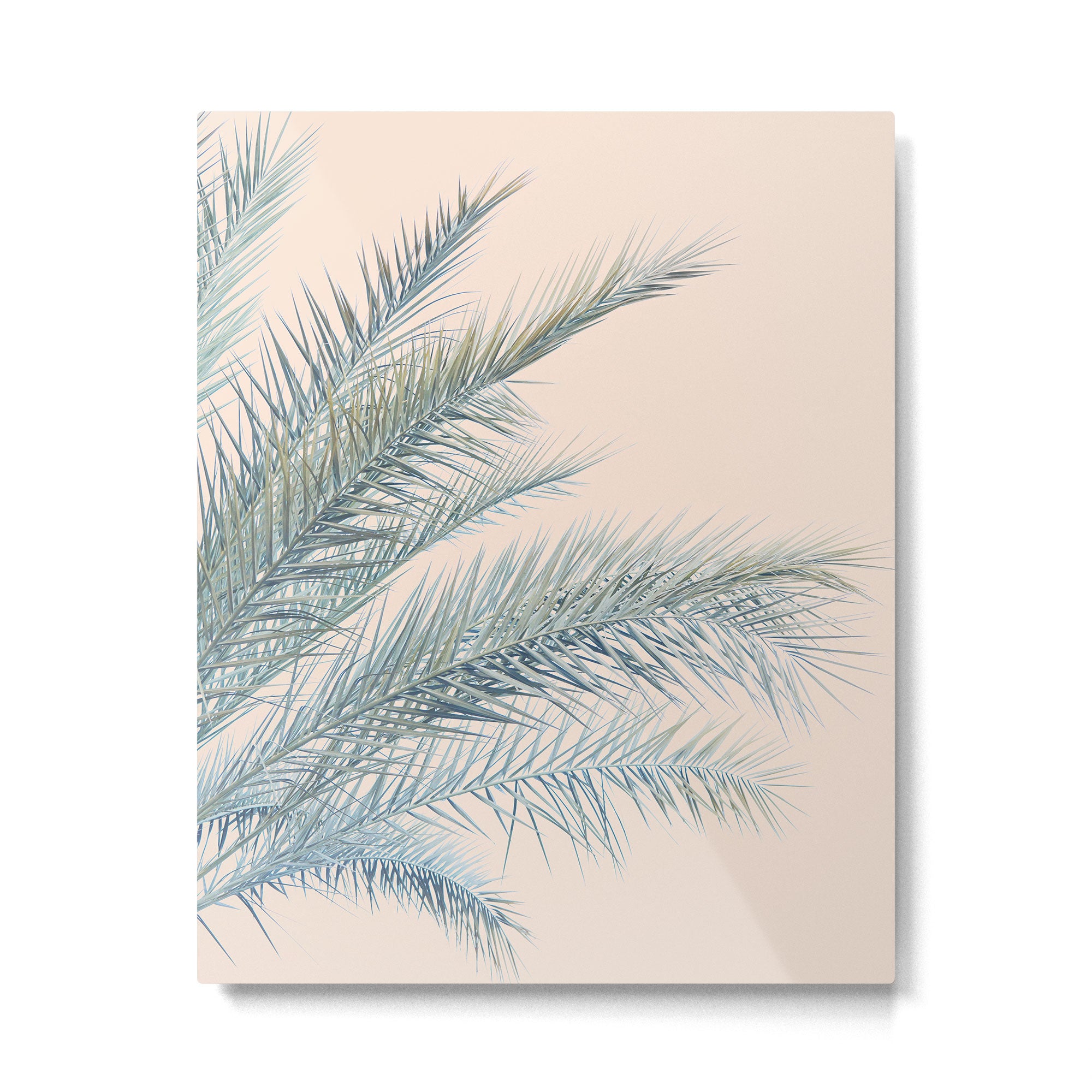 Tropical Palms on Blush Pink, Boho Nature Photography Metal Print Gallery Image 6