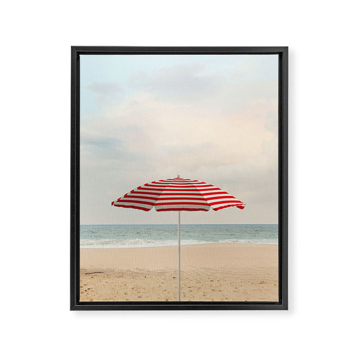 Umbrella - California Travel Photography Print - Beach Framed Canvas Print Gallery Image 1