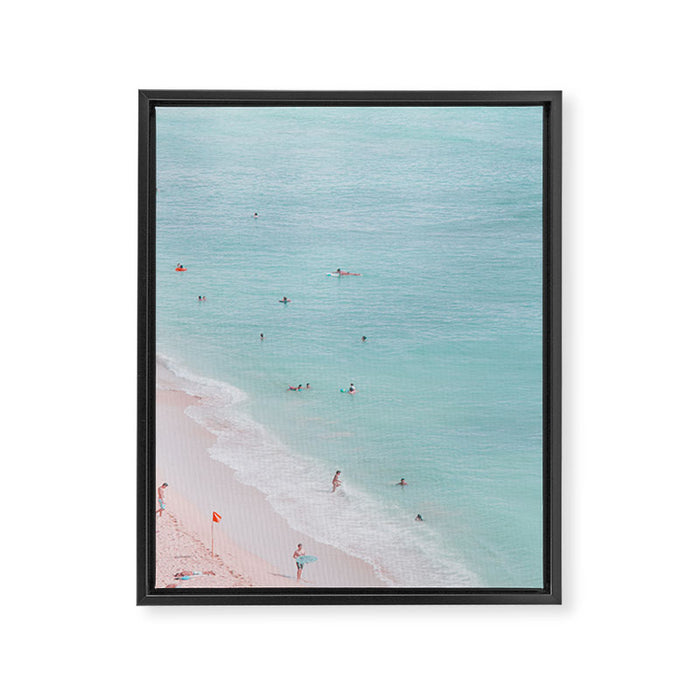 Waikiki Beach Aerial - Ocean Photography Framed Canvas Print Gallery Image 1