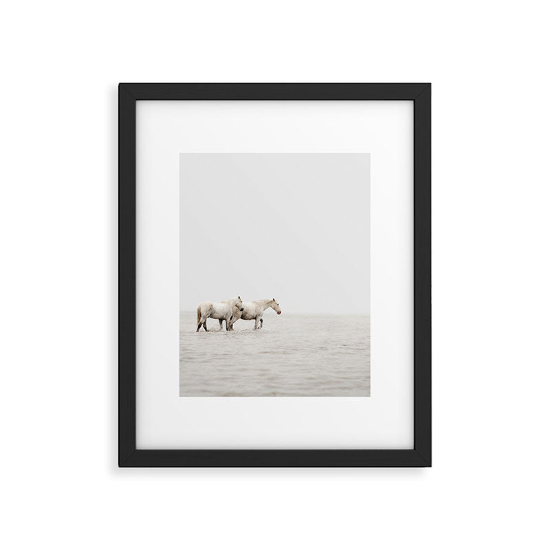 White Camargue Horses - Minimalist Nature Photography Framed Art Print Gallery Image 4
