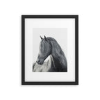Wild Stallion - Black and White Photography, Friesian Horse Framed Art Print Gallery Image 5