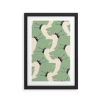 Japanese Cranes on Sage Green Background Framed Art Print Gallery Image 2