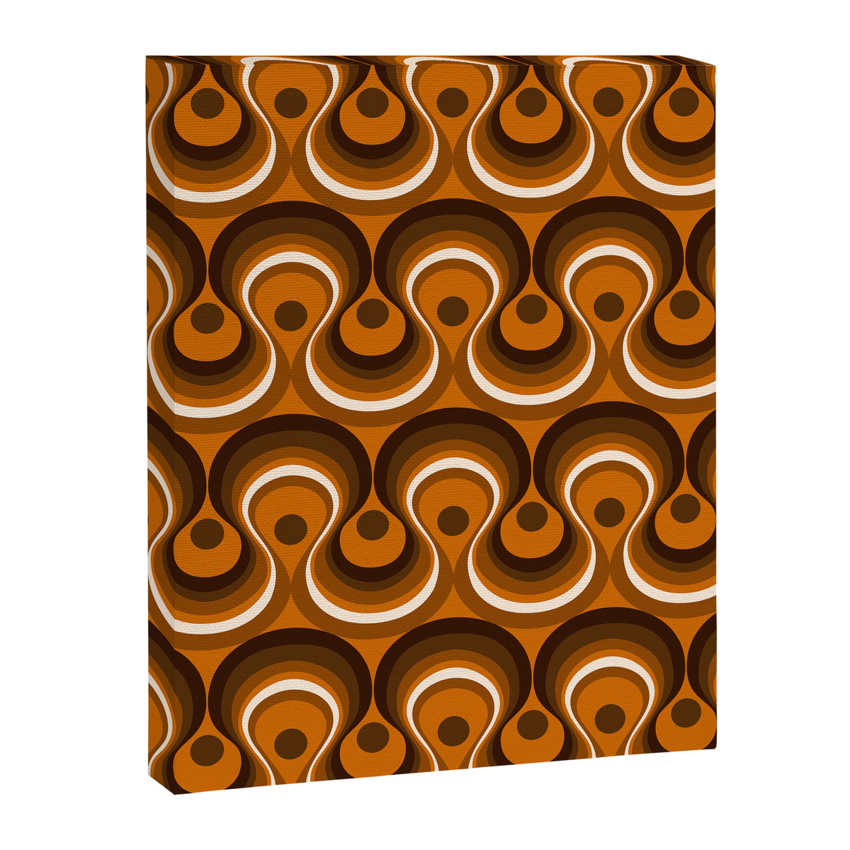 Brown, Orange and Ivory Wavy Lines Retro Pattern Canvas Print Gallery Image 8