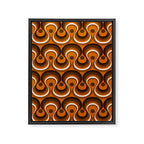 Brown, Orange and Ivory Wavy Lines Retro Pattern Framed Canvas Print Gallery Image 8