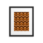 Brown, Orange and Ivory Wavy Lines Retro Pattern Framed Art Print Gallery Image 6