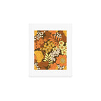 Brown, Yellow, Orange qnd Ivory Retro Flowers Art Print Gallery Image 1