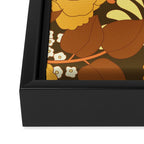 Brown, Yellow, Orange qnd Ivory Retro Flowers Framed Canvas Print Gallery Image 3