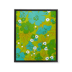 Green, Turquoise, and White Retro Flower Design Pattern Framed Canvas Print Gallery Image 8