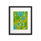 Green, Turquoise, and White Retro Flower Design Pattern Framed Art Print Gallery Image 6