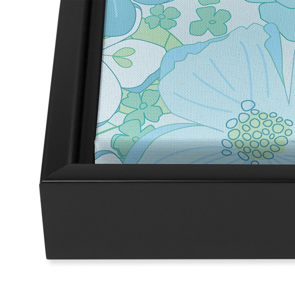 Light Blue Pastel Vintage Floral Pattern Framed Canvas Print Gallery Image 3