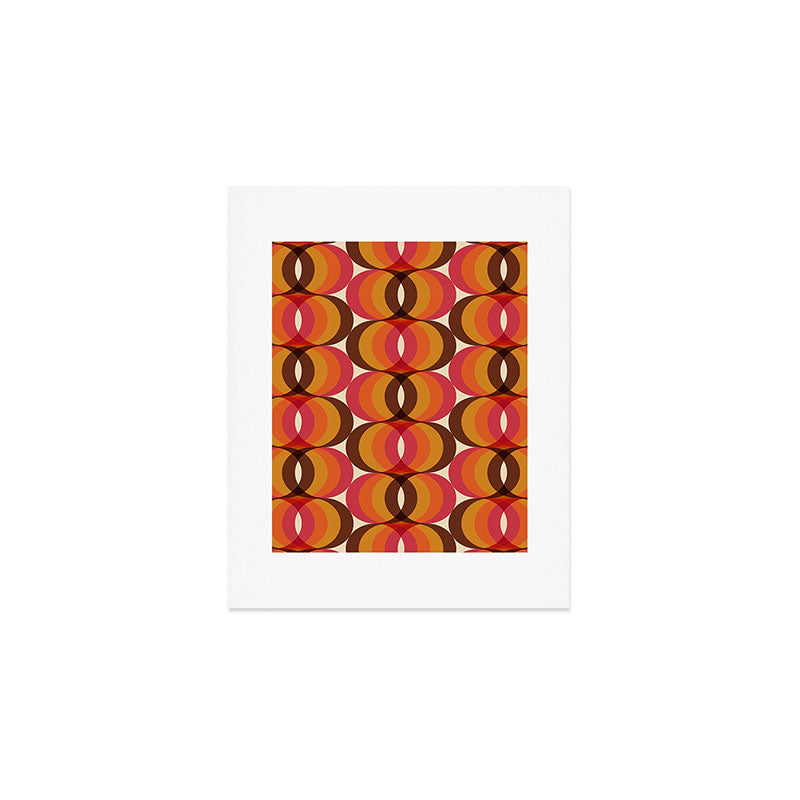 Magenta, Orange, Brown, and Ivory Retro 1960s Wavy Pattern Art Print Gallery Image 1