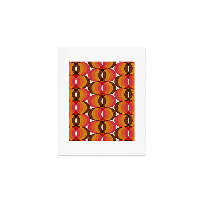 Magenta, Orange, Brown, and Ivory Retro 1960s Wavy Pattern Art Print Gallery Image 1